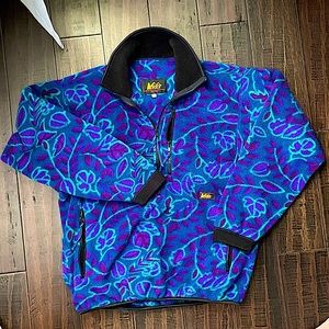 REI VTG 1995 NWOT 1/4 Fleece Zip Floral Colorblock